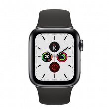 Apple/苹果 Apple Watch Series5；深空黑色不锈钢表壳；黑色运动型表带-S/M和M/L