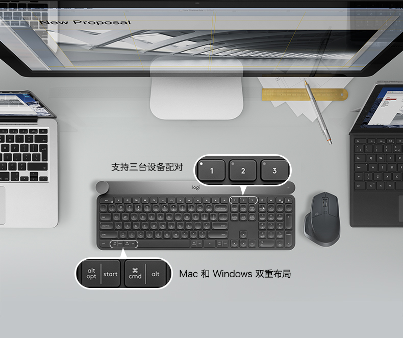 【官方旗舰店】罗技Craft智能无线蓝牙键盘办公家用游戏设计电脑