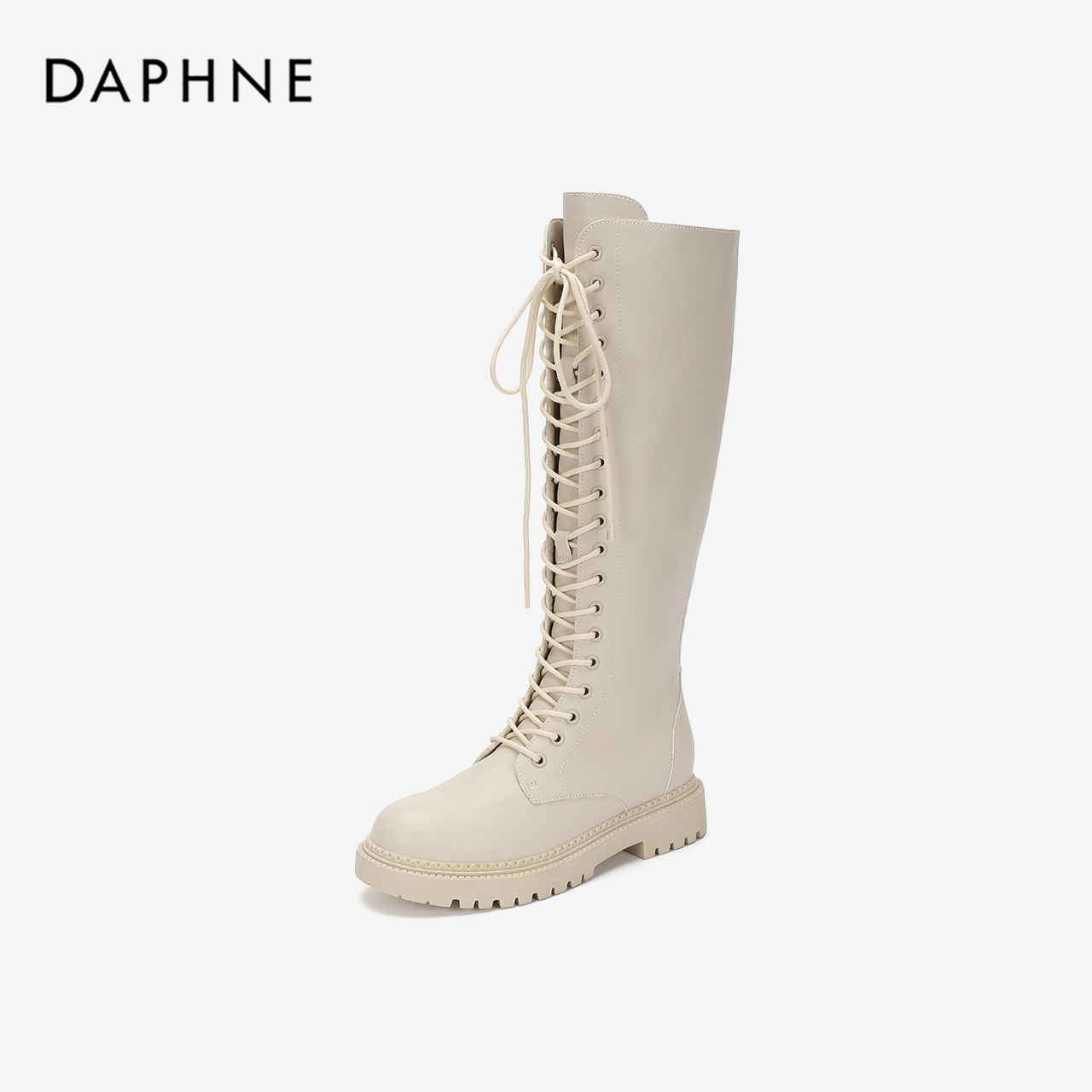Daphne/达芙妮2019秋冬长筒马丁靴个性时尚潮流圆头高筒靴长靴