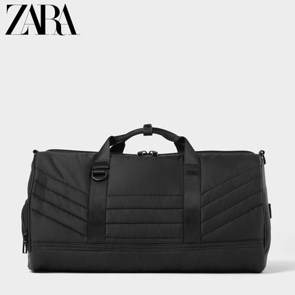 ZARA 新款 男包 黑色软质手提保龄球包旅行健身包 16119005040