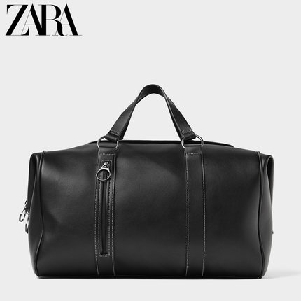 ZARA 新款 男包 黑色环饰手提保龄球包旅行健身包16126005040