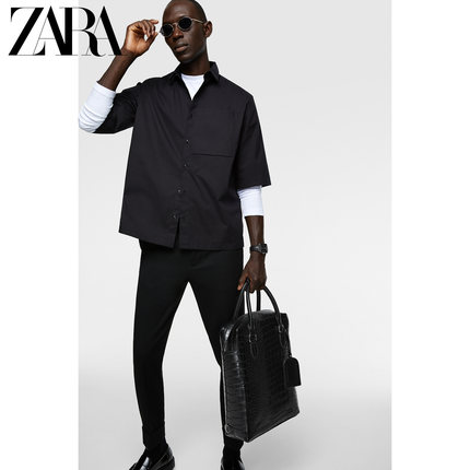 ZARA 新款 男包 黑色动物纹压纹购物双肩背包 16239005040