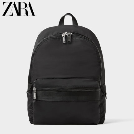 ZARA 新款 男包 软质黑色双肩背包 16274005040