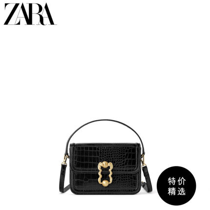 ZARA新款 女包 夏季黑色动物纹印花腰包型手提斜挎包 12342004040