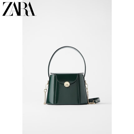 ZARA新款 女包 绿色带提手盒形单肩手提斜挎包 16618004030