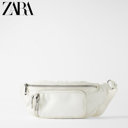 ZARA 新款 TRF 女包 白色环保棉腰包型挎包 17814004001