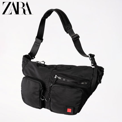ZARA 新款 女包 SRPLS CRBDY黑色腰包式斜挎包 15103510040
