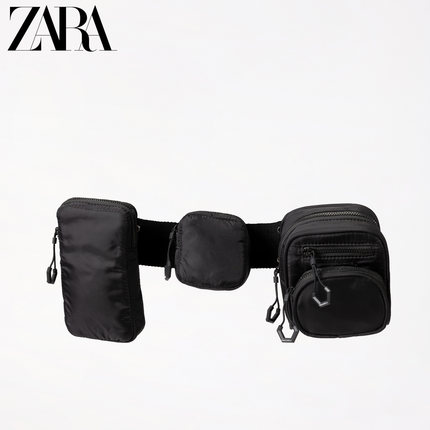 ZARA 新款 女包 SRPLS UTL黑色腰包 15603510040