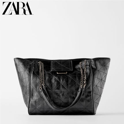 ZARA新款 女包 黑色软质手提单肩购物包 16090004040