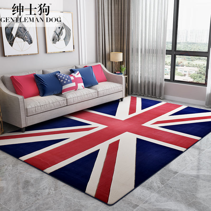 绅士狗美式英伦地毯客厅卧室满铺床边毯米字旗沙发茶几毯简约现代