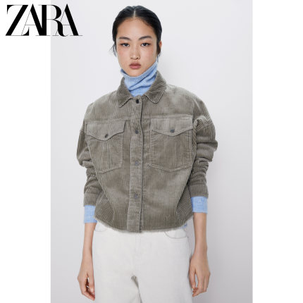 ZARA新款 女装 灯芯绒宽松夹克外套 02740247706