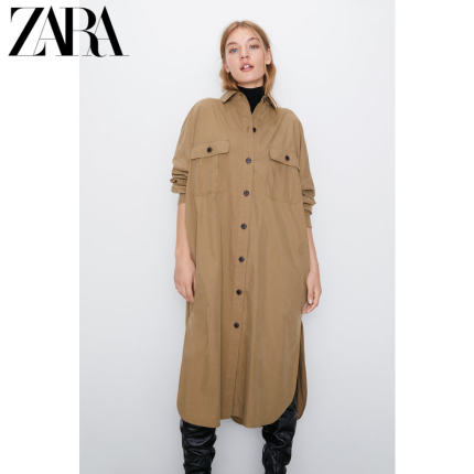 ZARA 新款 女装  长款工装衬衫 07901228756