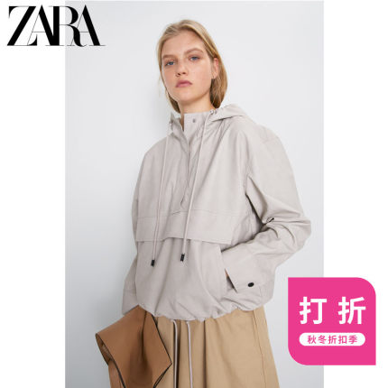 ZARA 新款 女装 袋鼠口袋饰仿皮外套 03046824805