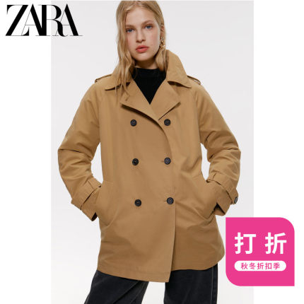 ZARA 新款 女装 双排扣翻领风衣 03046233704