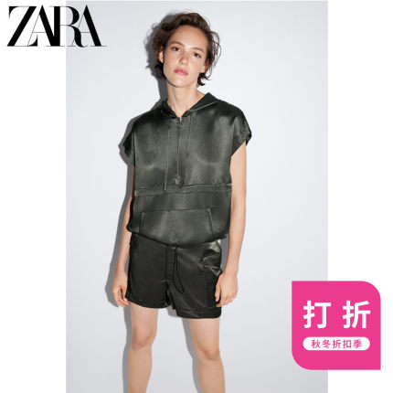 ZARA新款 女装 丝缎质感袋鼠口袋外套 05039426505