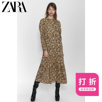 ZARA 新款 TRF 女装 蛇纹印花连衣裙 07521102038