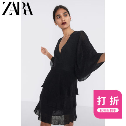 ZARA 新款 金属色线连衣裙 09874119800