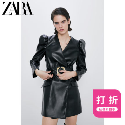 ZARA 新款 女装 系腰带仿皮连衣裙 02043547800