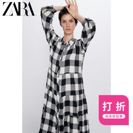 ZARA 新款 女装 格子衬衣式连衣裙 03564051064