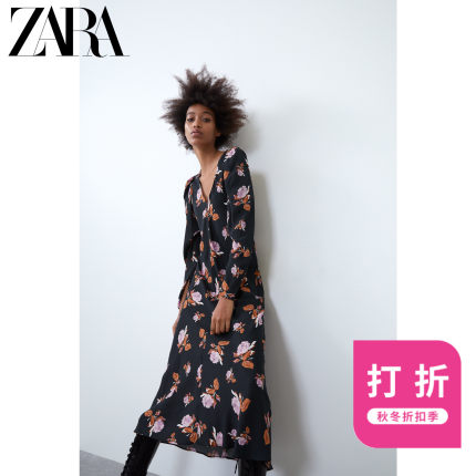 ZARA 新款 TRF 女装 花朵印花连衣裙 02011481800
