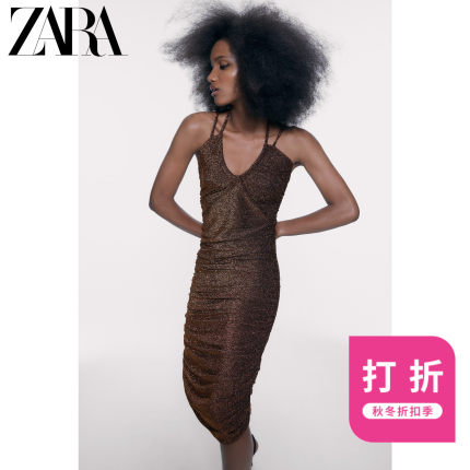 ZARA 新款 金属色线连衣裙 09874005735