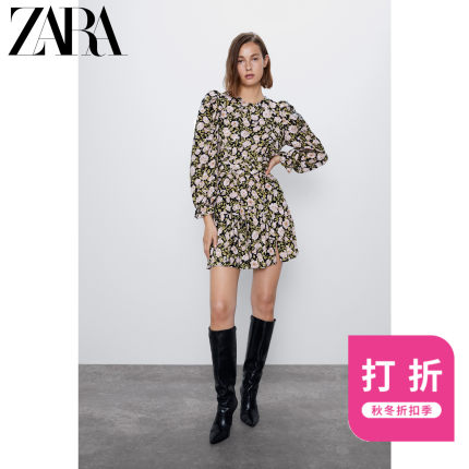 ZARA 新款 女装 花朵印花迷你连衣裙 08533186330