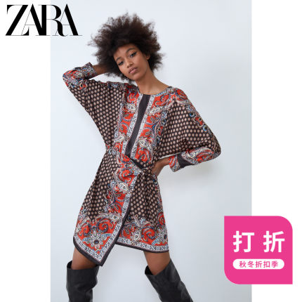 ZARA 新款 TRF 女装 印花连衣裙 04661302800