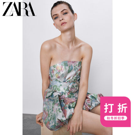 ZARA 新款 女装 配腰带印花连衣裙 07762059330