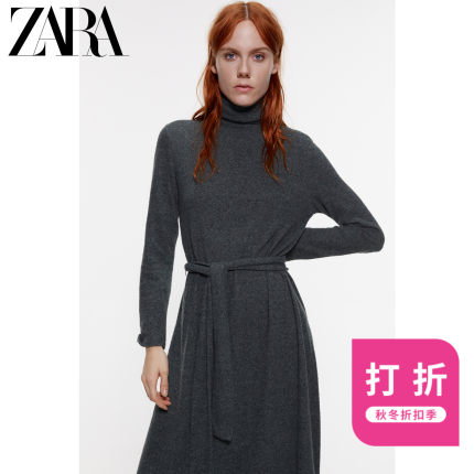ZARA 新款 女装 配腰带柔软触感连衣裙 05644470524