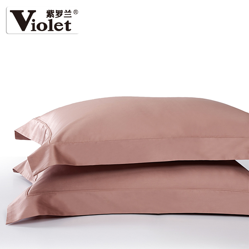 紫罗兰120S海岛棉纯色枕套全棉素色枕袋枕头套枕皮高级定制一对装
