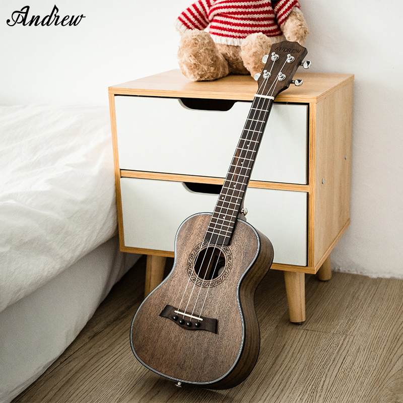 安德鲁23寸桃花心木ukulele尤克里里初学者男女夏威夷四弦小吉他