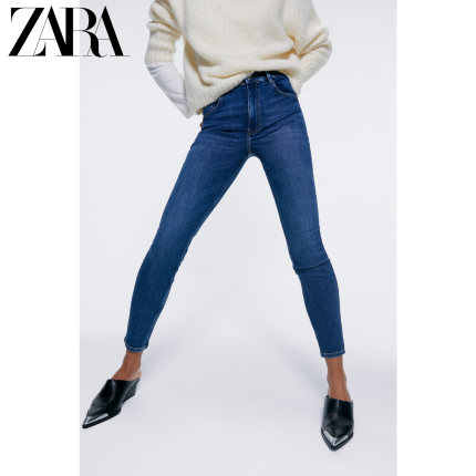ZARA 新款 TRF 女装 复古紧身高腰牛仔裤 05252238401
