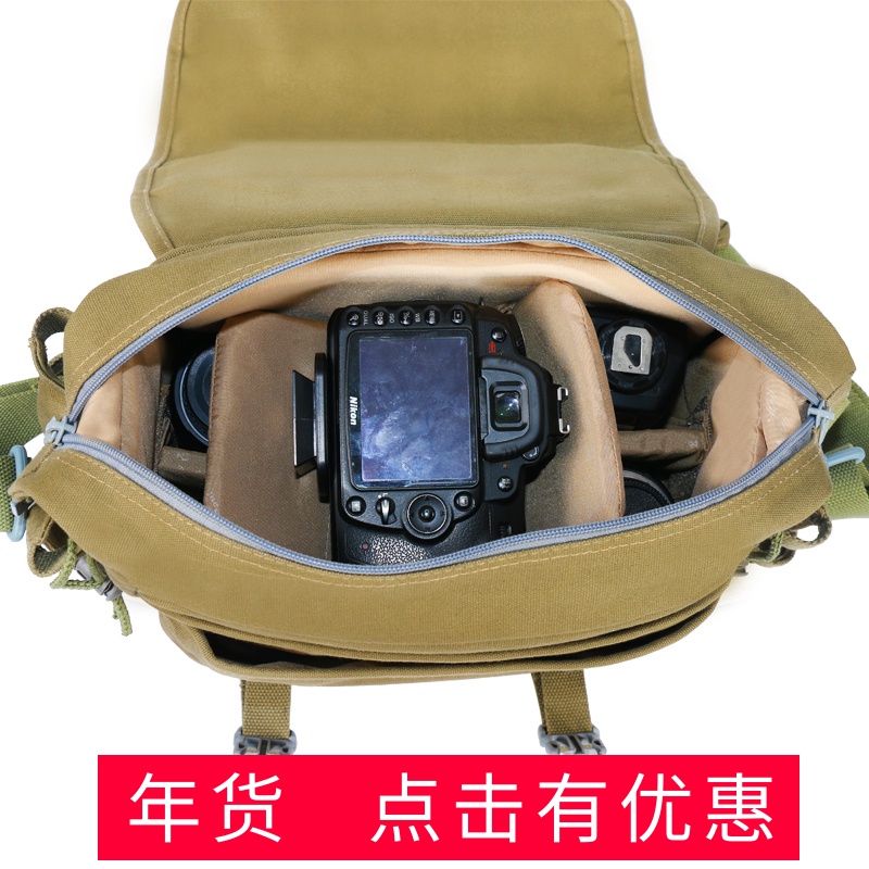 宝罗K2专业帆布摄影包单肩单反相机包休闲斜跨有内胆防水复古K-2