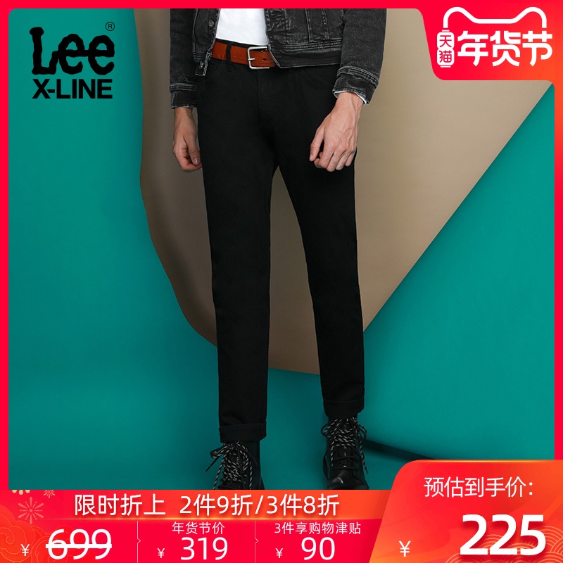 Lee X-LINE秋冬男款黑色水洗时尚修身小脚潮流牛仔裤L117092QD998
