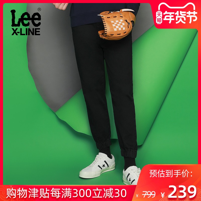 LeeX-LINE19秋冬新款黑色水洗收脚裤休闲男士牛仔裤L391492QD55X