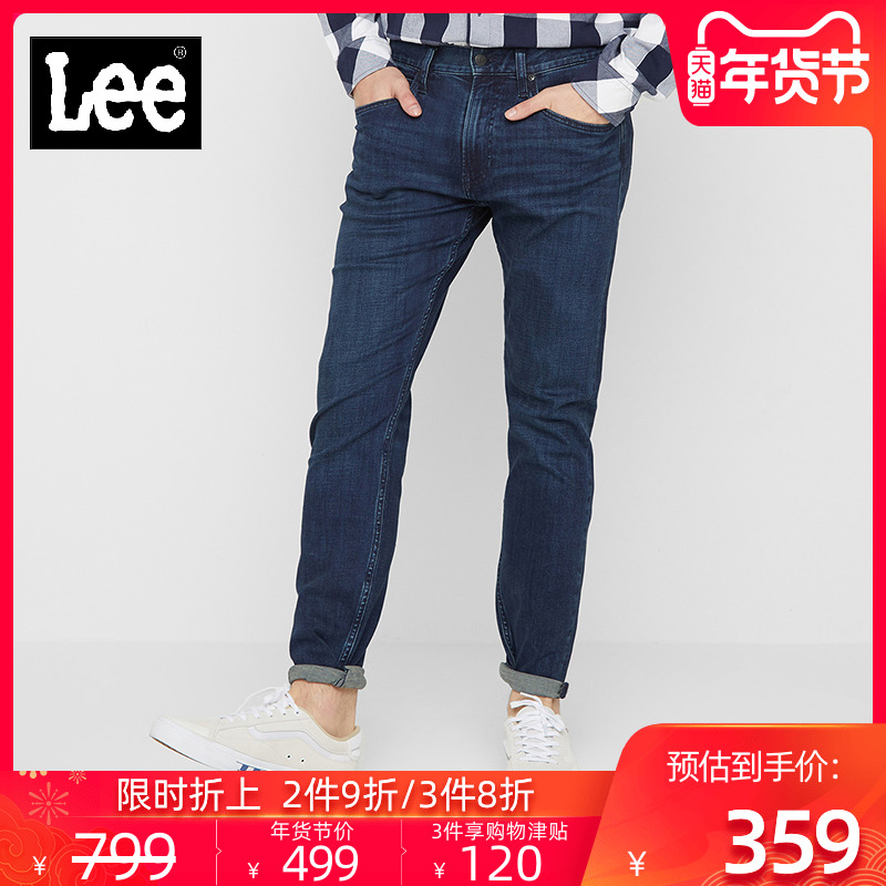 Lee商场同款2019年男款蓝色标准小脚时尚潮流牛仔裤L157073MK9SW