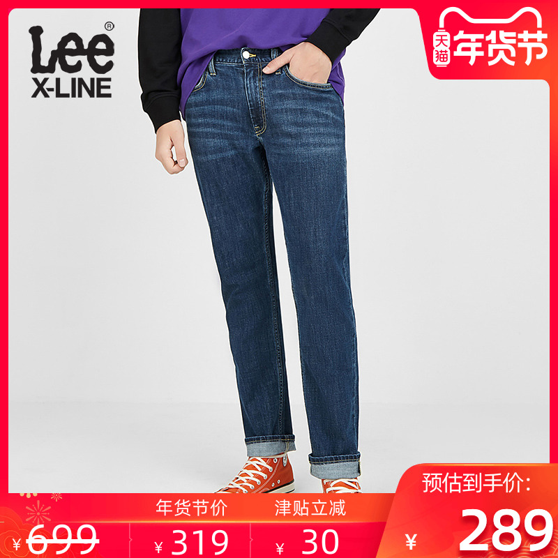 LeeX-LINE秋冬深色洗水时尚中腰直筒牛仔长裤男L127263QJ50M