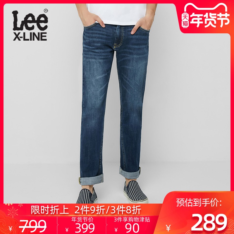 Lee X-LINE男蓝色洗水中腰直脚潮流休闲牛仔裤L127263QJ21D
