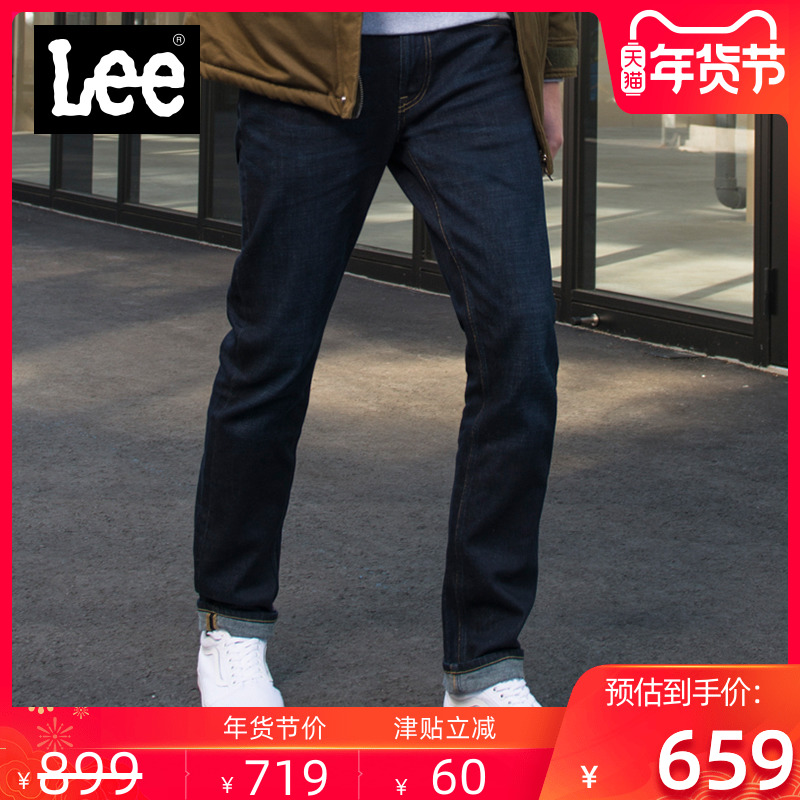Lee商场同款主线系列男2019初秋新款蓝黑修身牛仔裤L157222EX44S
