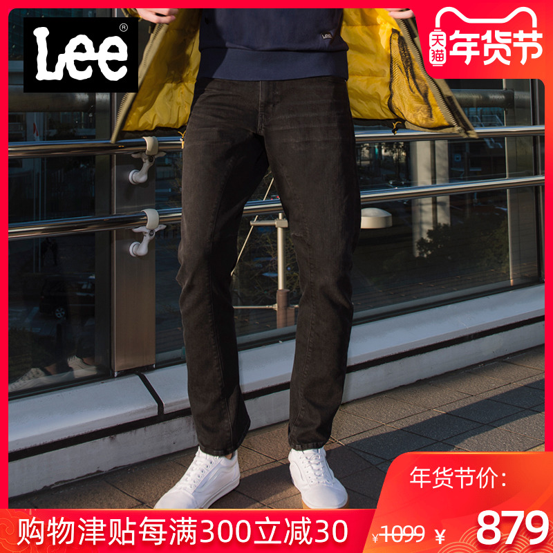 Lee商场同款都市骑士男2019初秋新款黑色加厚牛仔裤LMZ7882VL41F