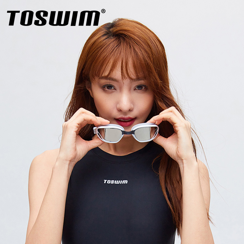 TOSWIM泳镜女大框镀膜泳镜高清防水防雾专业舒适游泳眼镜装备