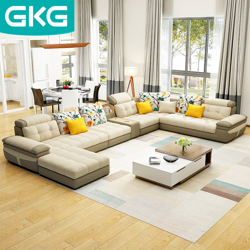 gkg布艺沙发客厅整装现代简约家具大小户型组合套装可拆洗u型沙发