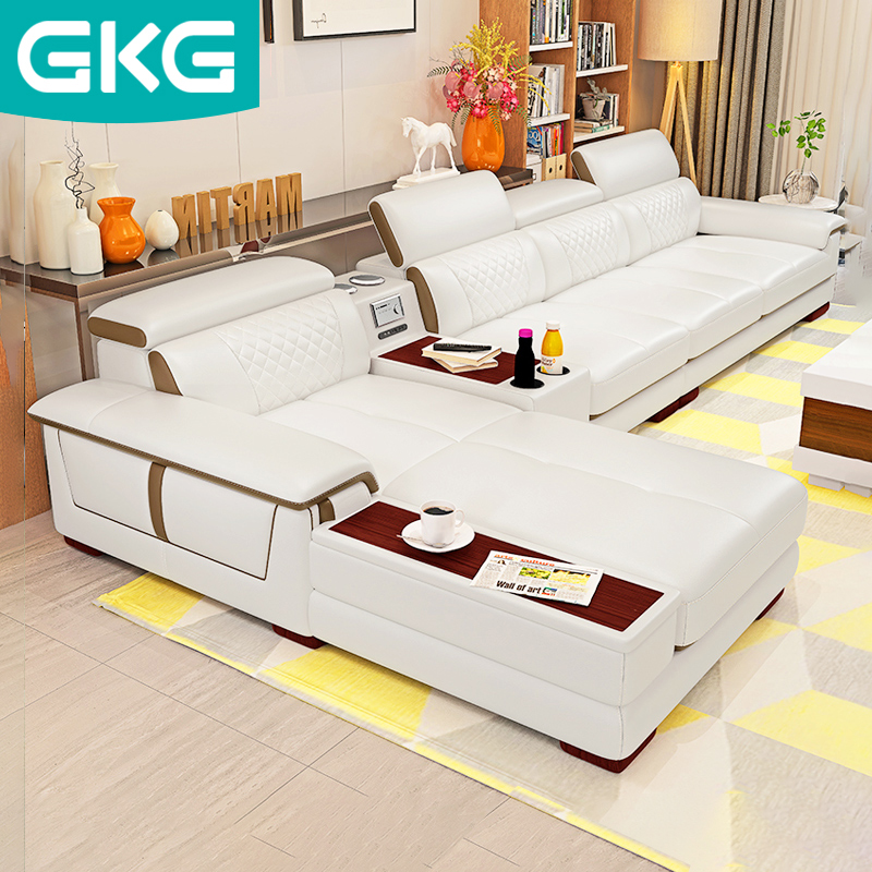 GKG现代简约真皮沙发头层牛皮多功能客厅沙发大小户型沙发家具