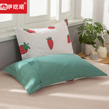 枕头套纯棉 单人枕用100%全棉枕套48x74cm一对装成人大号枕芯套
