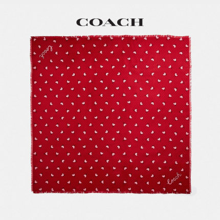 COACH/蔻驰女士情人节系列真丝方形围巾 红苹果色