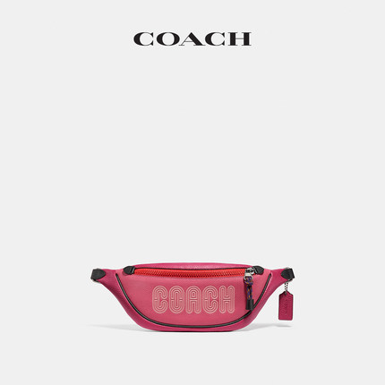 COACH/蔻驰新品女士标志印花40号腰包GM/混合亮樱桃红色