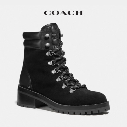 COACH/蔻驰女士经典LORREN系带袜靴 黑色