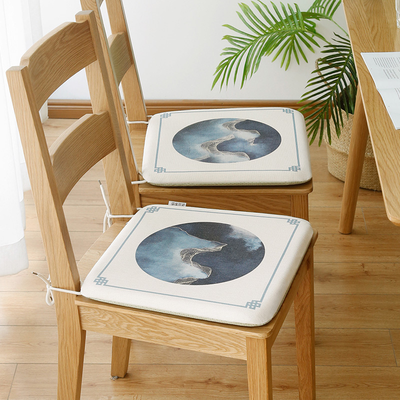 新中式慢回弹记忆棉实木椅子坐垫餐椅垫马蹄形圆角防滑餐桌椅垫