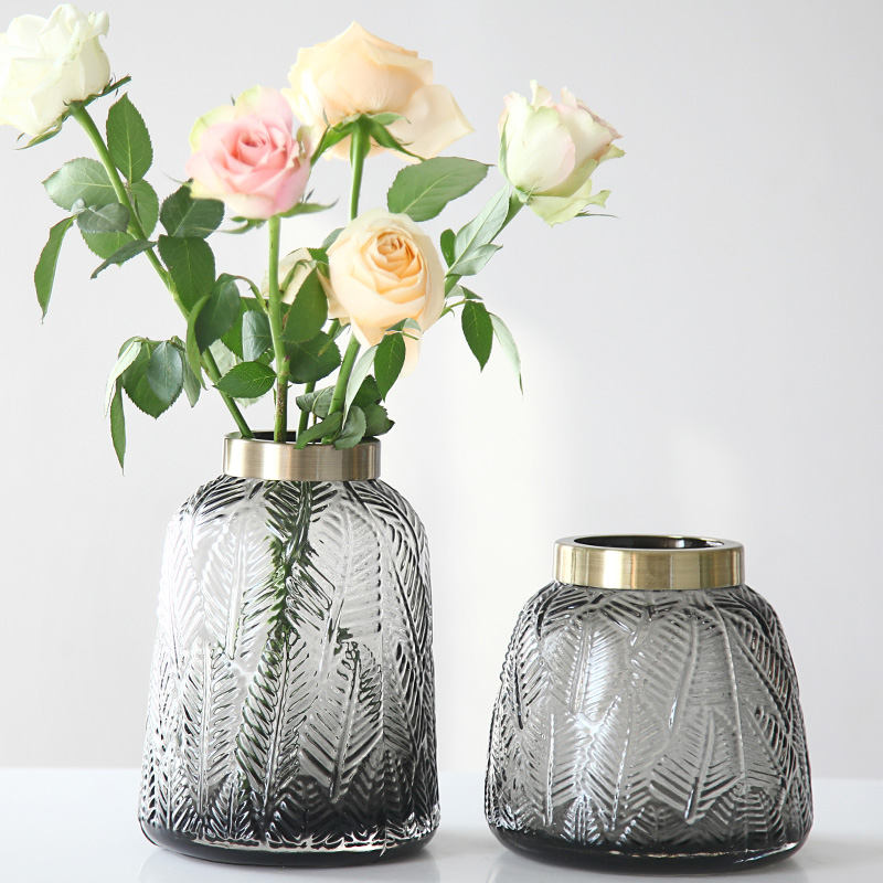 北欧轻奢玻璃花瓶摆件现代简约透明创意插花客厅家居摆设餐桌干花