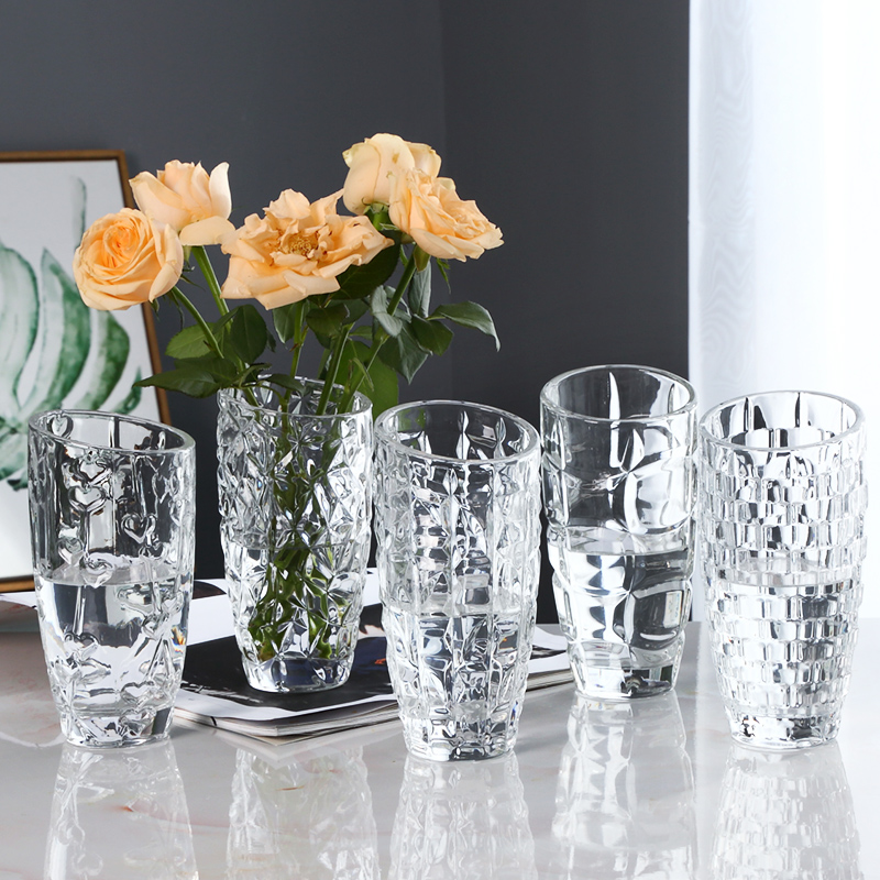 创意玻璃花瓶加厚透明水晶水培植物干鲜花插花器摆件现代客厅家用